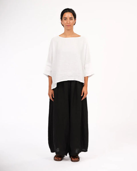 Eadie Linen Pant with Gathering Detail