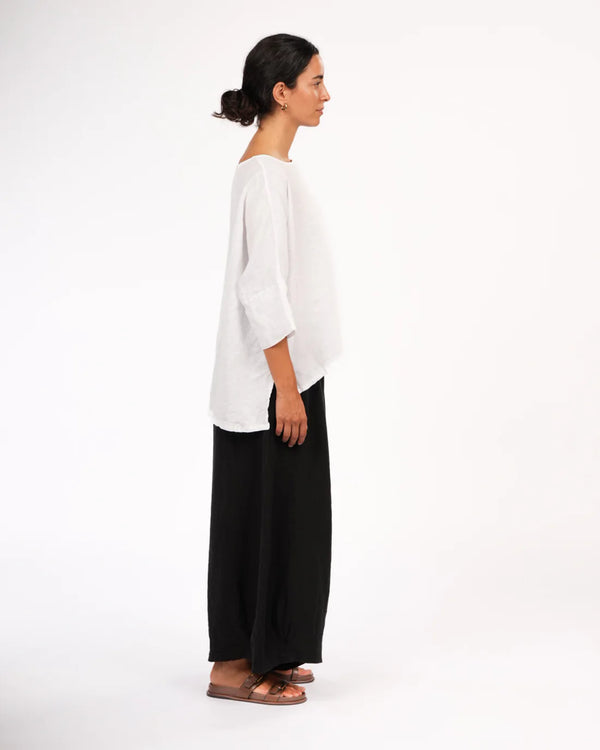 Eadie Linen Pant with Gathering Detail