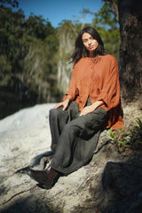 Eadie Linen Pant with Gathering Detail