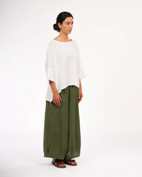 Eadie Linen Pant with Gathering Detail
