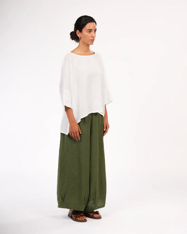Eadie Linen Pant with Gathering Detail