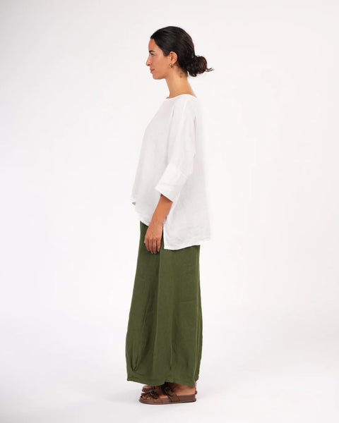 Eadie Linen Pant with Gathering Detail