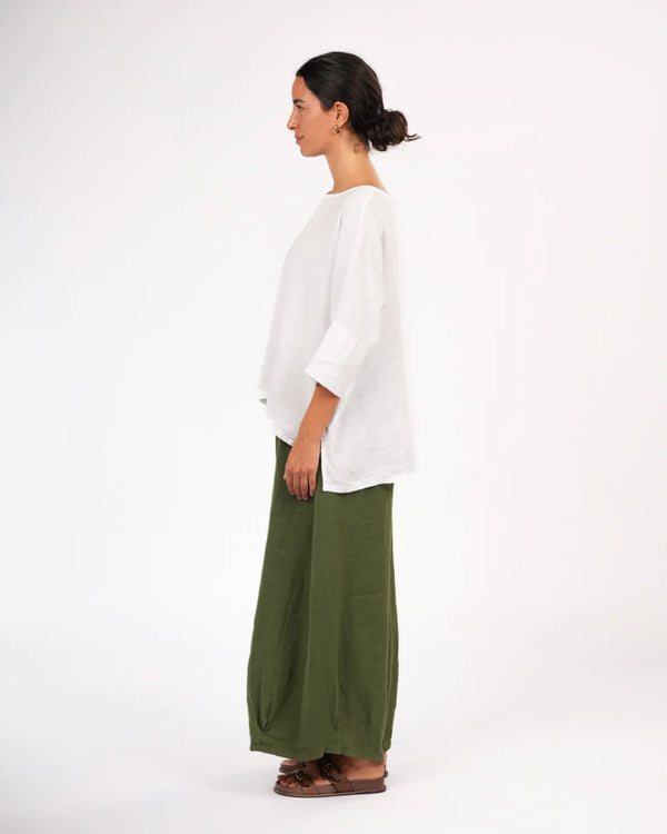 Eadie Linen Pant with Gathering Detail