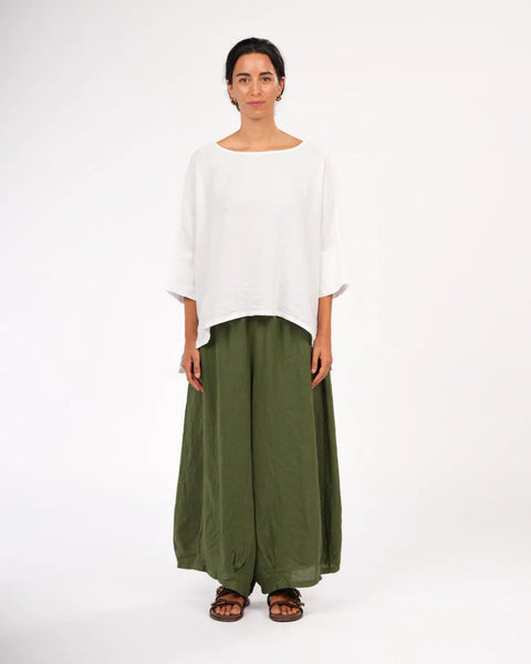 Eadie Linen Pant with Gathering Detail