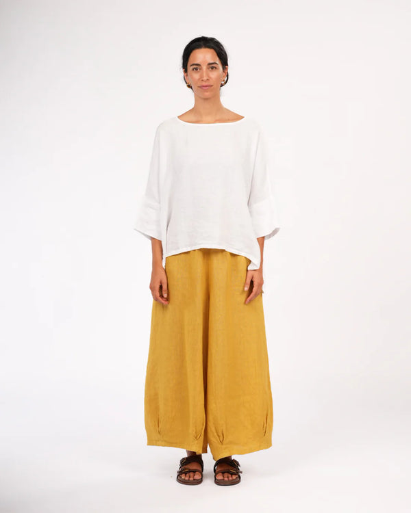 Eadie Linen Pant with Gathering Detail