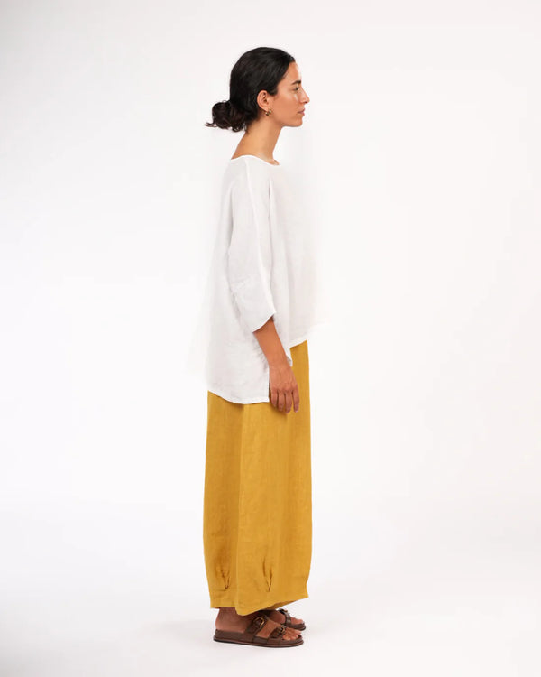 Eadie Linen Pant with Gathering Detail