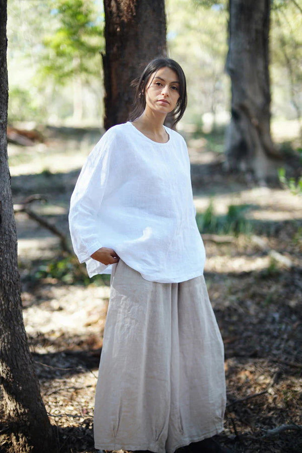 Eadie Linen Pant with Gathering Detail