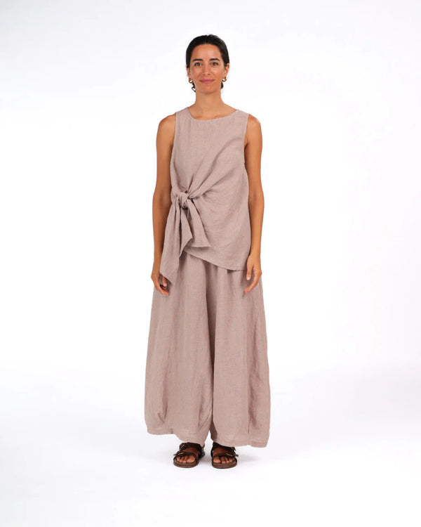 Eadie Linen Pants in Fine Houndstooth