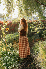 French Linen Culottes in Clay Check