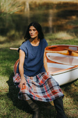 Mirella Indigo Linen Cap Sleeve Top