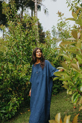 Noa Indigo Round Neck Oversized Dress
