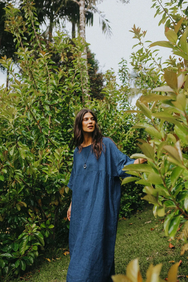 Noa Indigo Round Neck Oversized Dress
