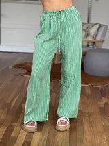 Long Pants Green Stripe