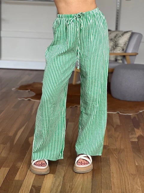 Long Pants Green Stripe