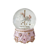 White Horse and Pink Musical Snow Globe
