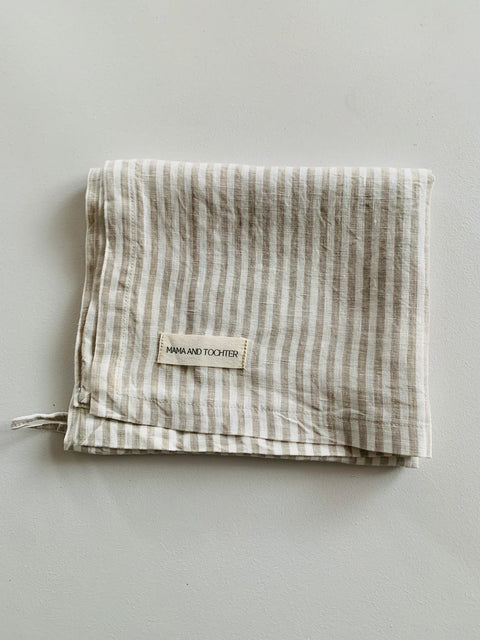 Pure French Linen Pin Stripe  Tea Towel - Natural