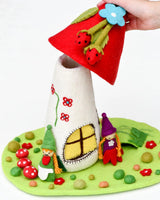 Tara Treasures- Fairies and Gnomes House - Red Roof