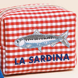 Red Gingham Fish La Sardina Accessory Pouch