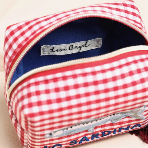 Red Gingham Fish La Sardina Accessory Pouch