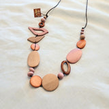 2 Birds Together on Oval Beads Pink