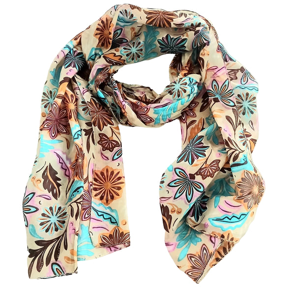 Silk Scarf Graphic Floral