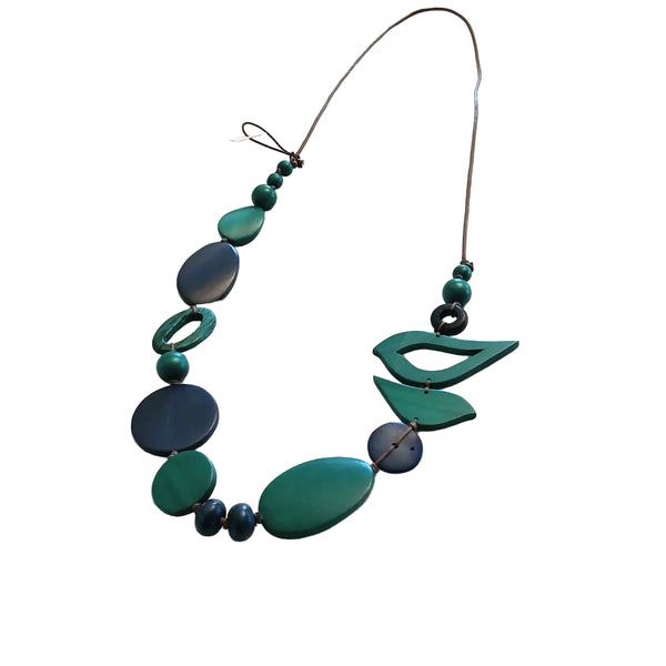 2 Birds Together on Oval Beads Blue