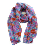 Silk Scarf Floral Fields Purple