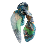 Silk Scarf Patchwork Navy