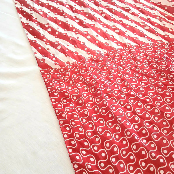 Silk Scarf Circles and Lines Red