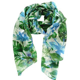 Silk Scarf Autumn Leaves Green/Blue
