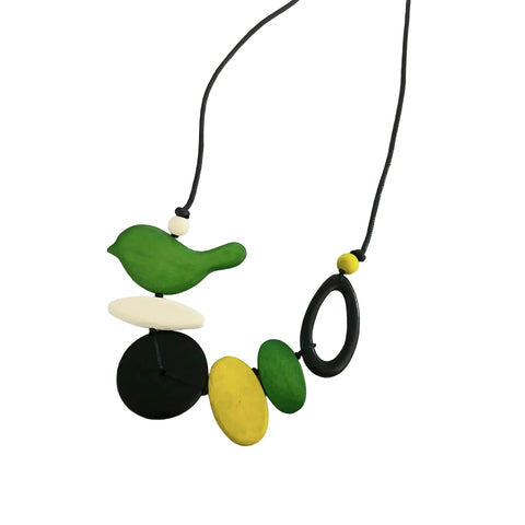 Little Bird Wooden Beads Necklace Green