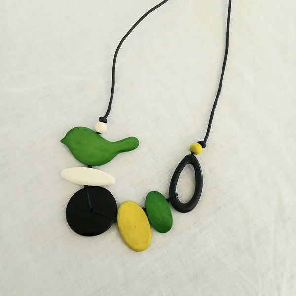 Little Bird Wooden Beads Necklace Green