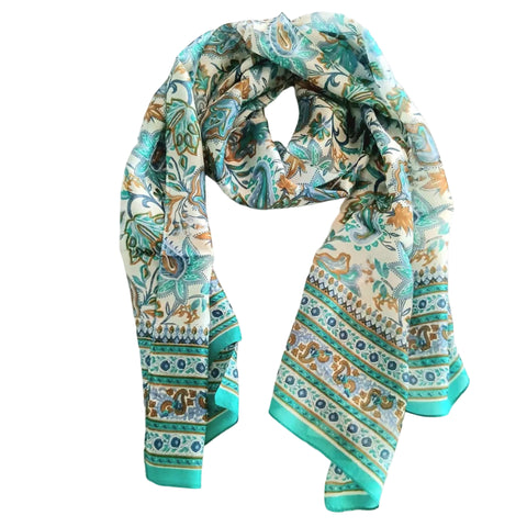 Silk Scarf Oriental Acqua