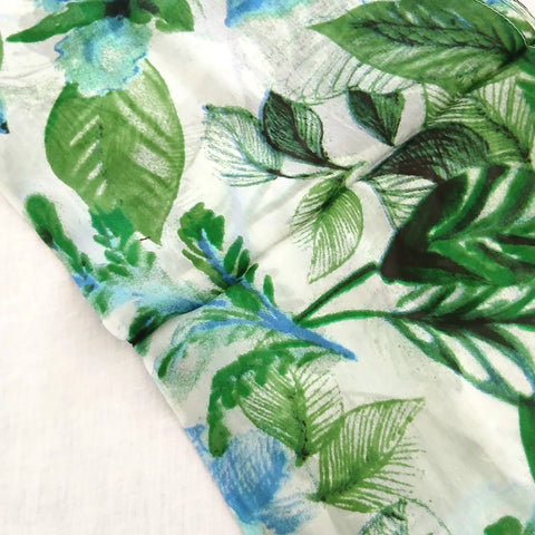 Silk Scarf Autumn Leaves Green/Blue