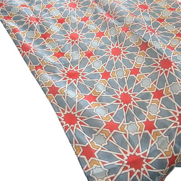 Silk Scarf Geometric Grey