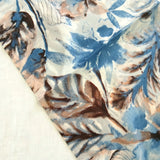 Silk Scarf Autumn Leaves Dusty Blue