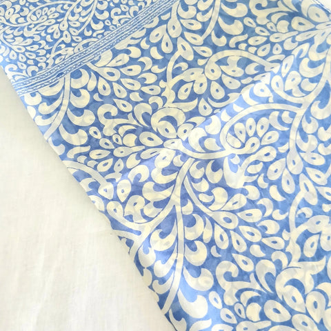 Silk Scarf Flower Royal Blue