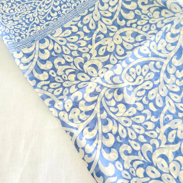 Silk Scarf Flower Royal Blue