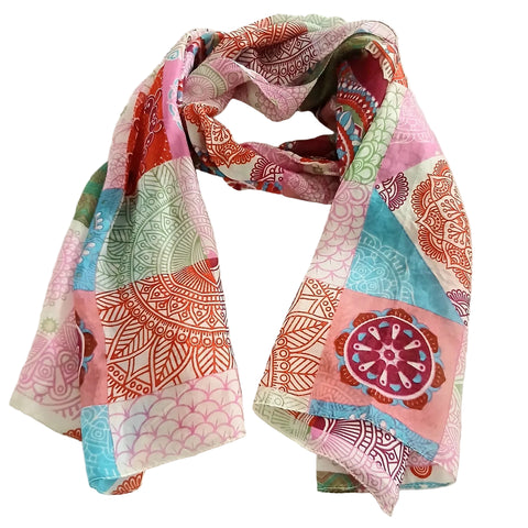 Silk Scarf Patchwork Pink
