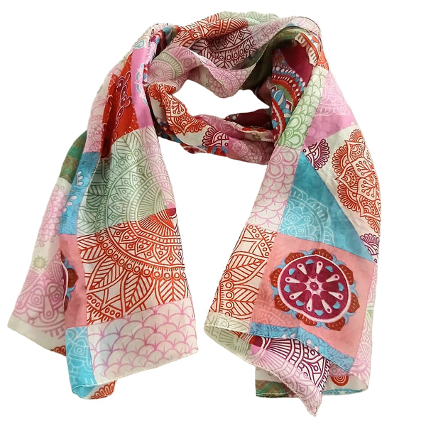 Silk Scarf Patchwork Pink