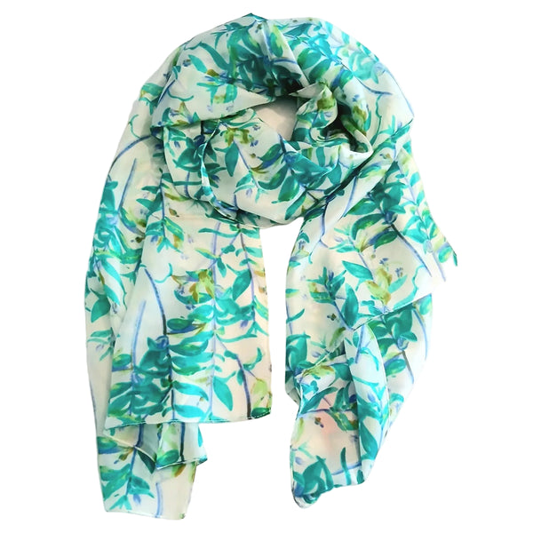 Silk Scarf Green Branches