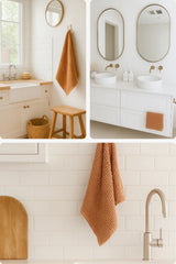 Rustic Waffle Standard Tea/Hand Towel - Rust