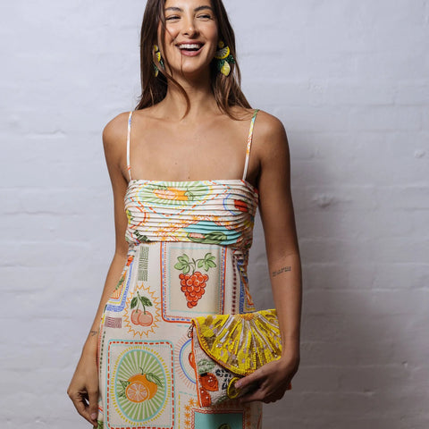 Zoda 'Amalfi Lemons' Beaded Clutch