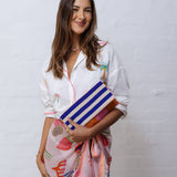 Zoda Striped  Beaded Clutch