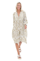 Toteme Short Dress Khaki/White Print