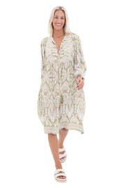 Toteme Short Dress Khaki/White Print