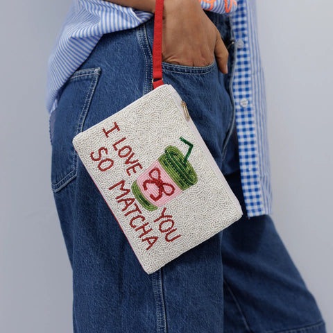 'I love you so Matcha' Beaded Clutch