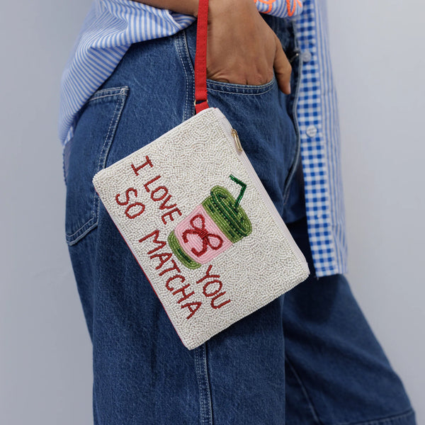 'I love you so Matcha' Beaded Clutch