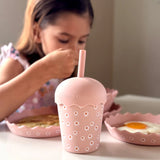 Pink Daisy Mini Smoothie Cup & Straw 200ml