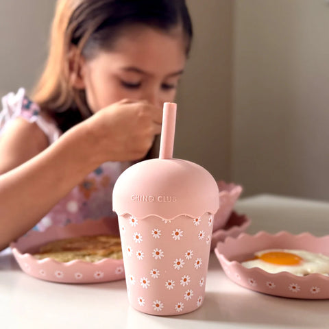 Pink Daisy Mini Smoothie Cup & Straw 200ml